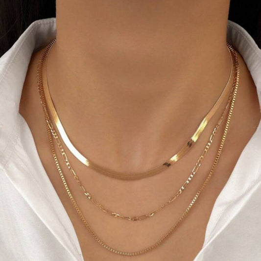 Womens Bold Multi-Layered Hip-Hop Geometric Necklace