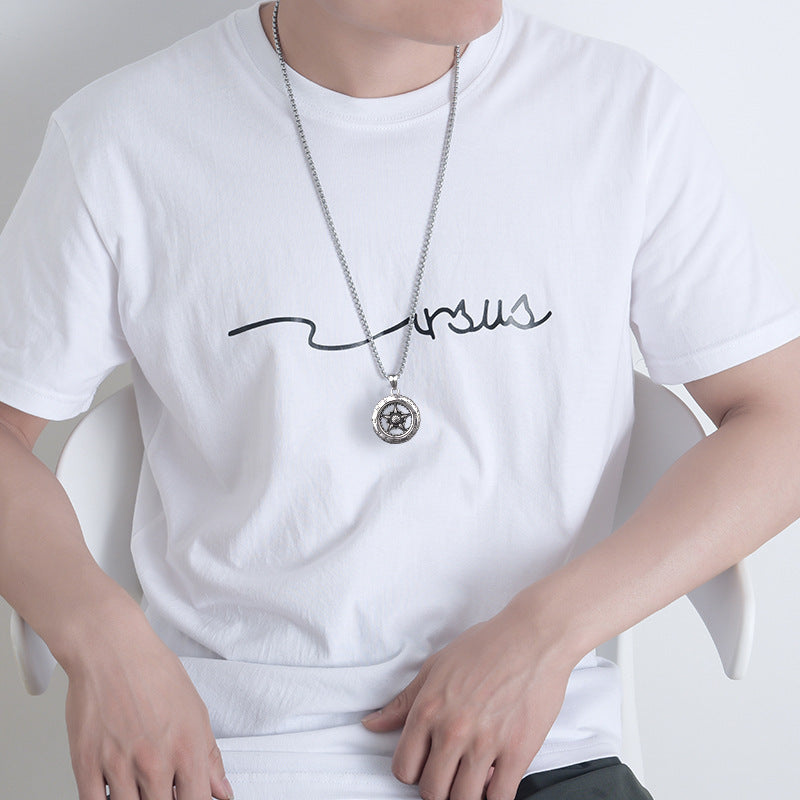 Retro Titanium Steel Sweater Chain For Men And Women With Wheel Design