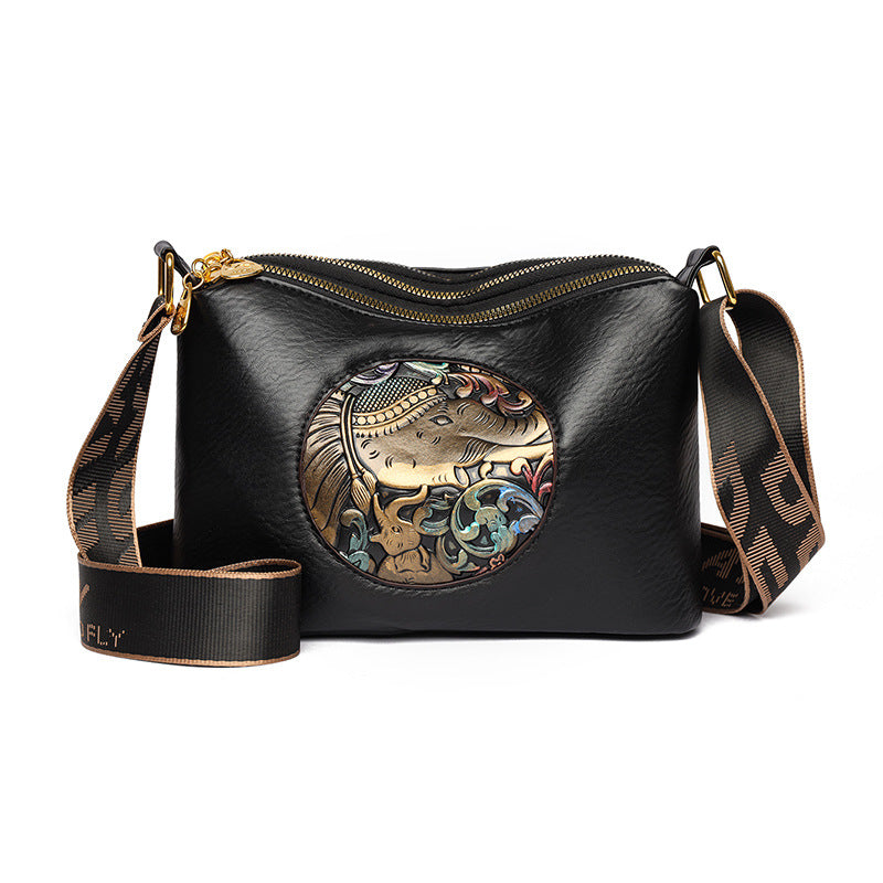 Multi-Compartment High-Capacity Retro Chinese-Style Shoulder Bag