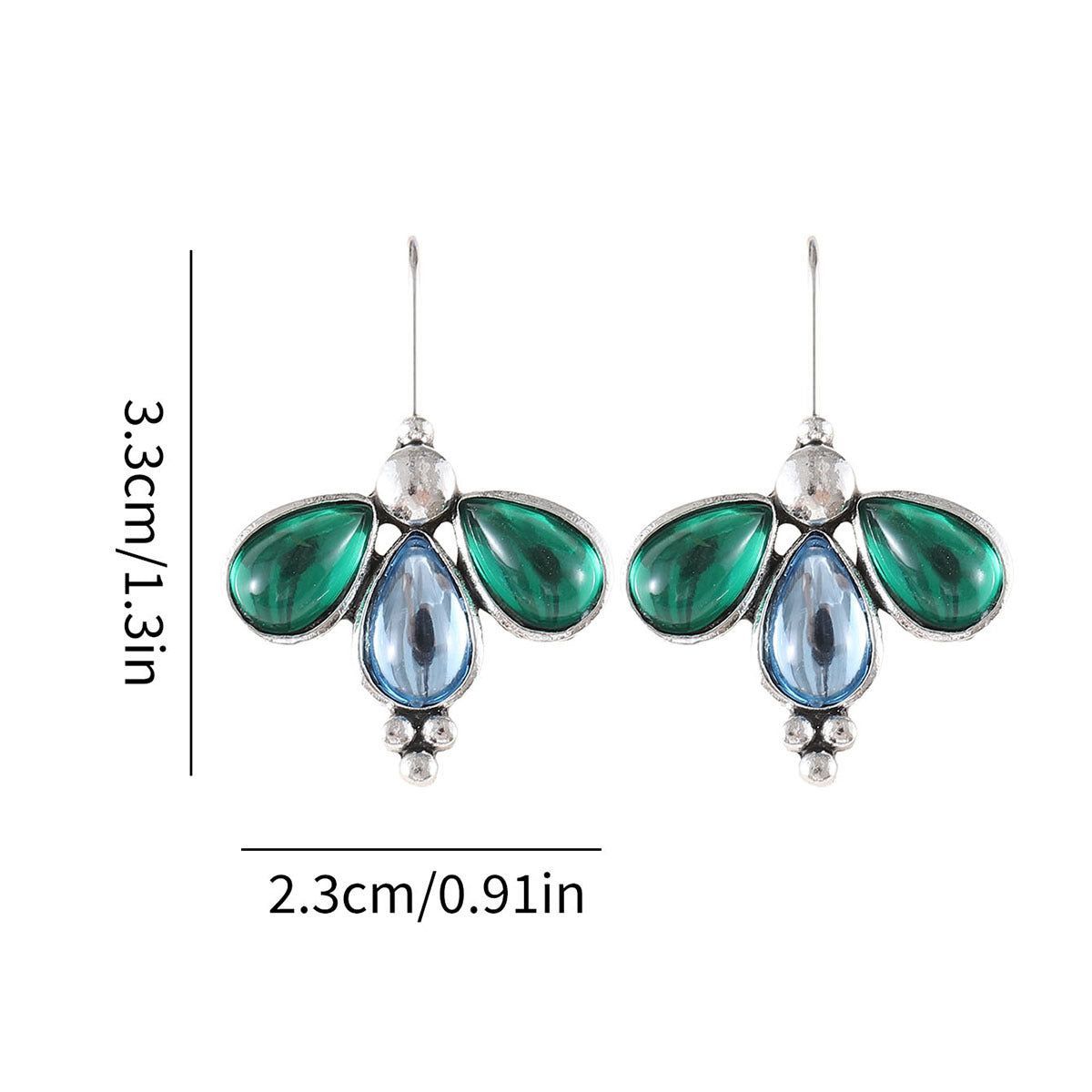 Retro Creative Sapphire And Emerald Earrings For Women