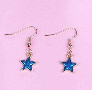 Blue Long Tassel Asymmetric Planet Earrings