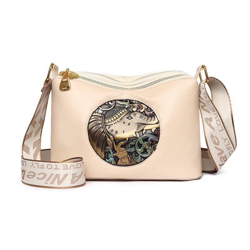 Multi-Compartment High-Capacity Retro Chinese-Style Shoulder Bag