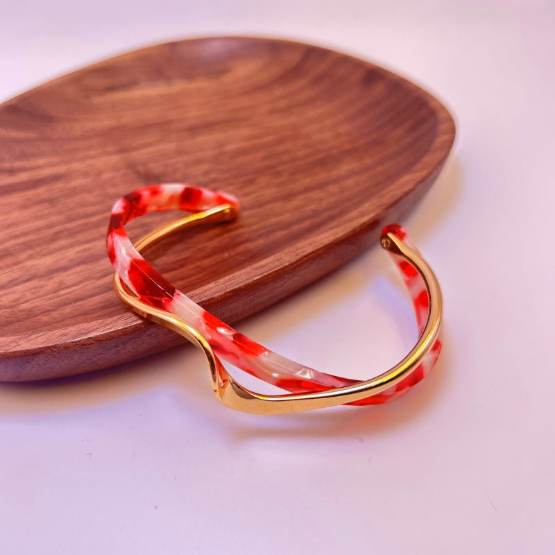 Light-luxury Panel Curved Metal-textured Korean-style Trendy Social Media Worthy Jewelry