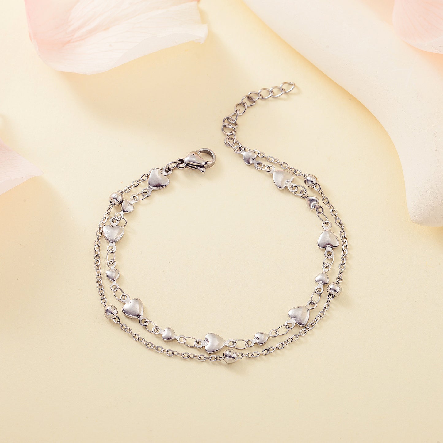 18K Gold-Plated Stainless Steel Heart Bracelet For Women