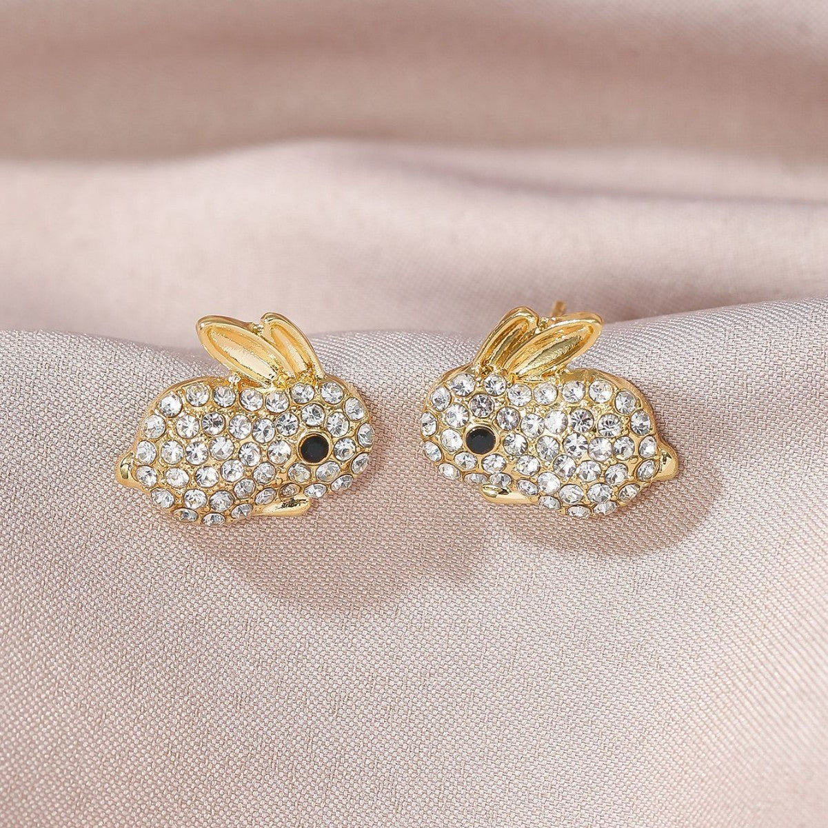 Full-Crystal Zircon Rabbit Earrings Stylish Petite And Versatile