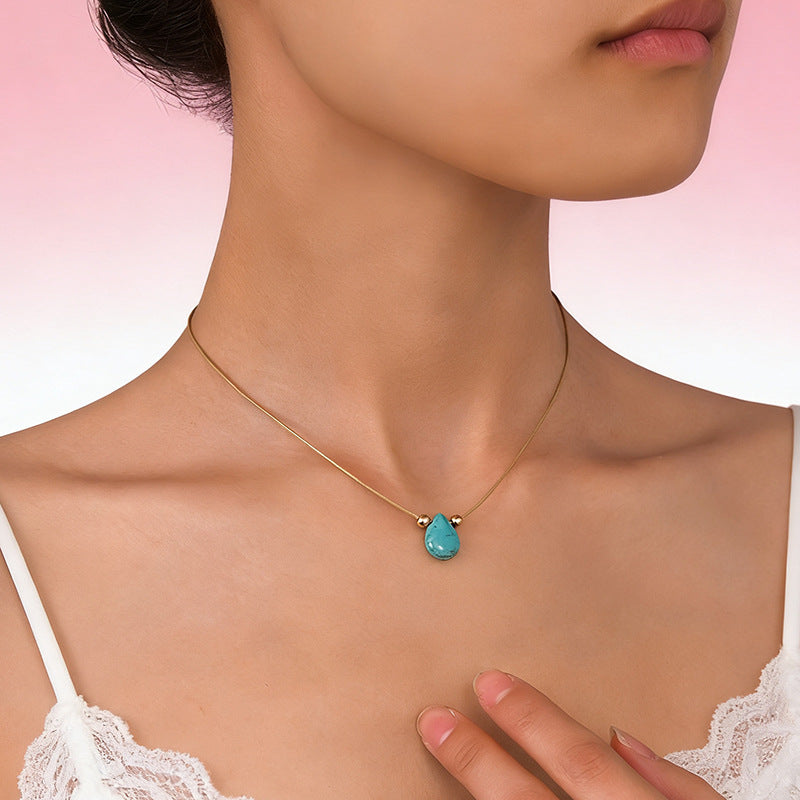 Fashionable Feng Shui Teardrop Turquoise Pendant For Women