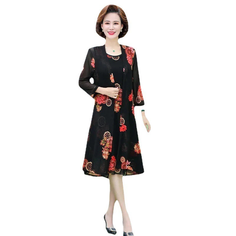 Dress Middle-aged And Elderly Two-piece Suit