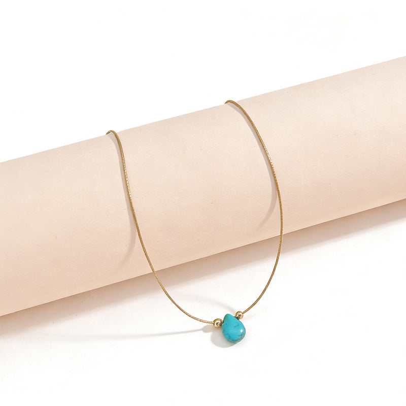 Fashionable Feng Shui Teardrop Turquoise Pendant For Women