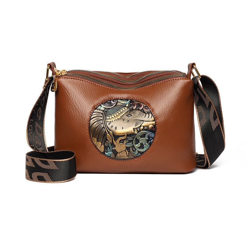 Multi-Compartment High-Capacity Retro Chinese-Style Shoulder Bag
