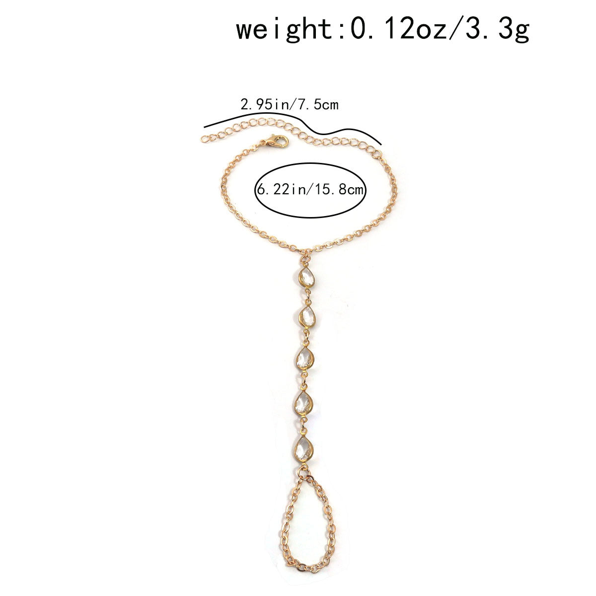 New Horse-eye Diamond Fingerless Bracelet For Women A Stylish Rhinestone Back-of-hand Chain For Summer