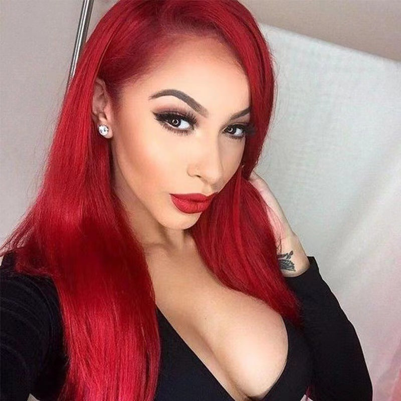 Middle-parted Long Straight Wig For Women Made From High-temperature Synthetic Fiber