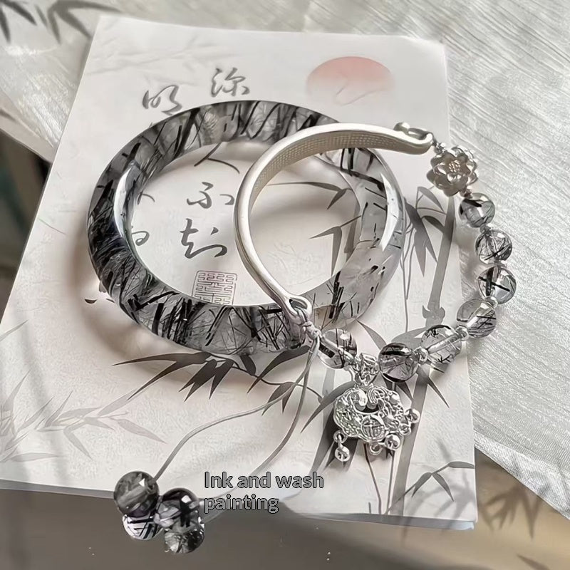 Ancient-style Cool And Understated Tassel Bracelet Featuring A Peace-lock Charm