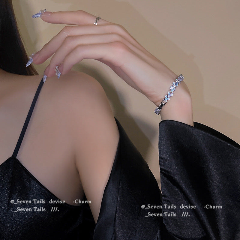 Cuban Full-diamond Bracelet For Women A Light-luxury Niche Design